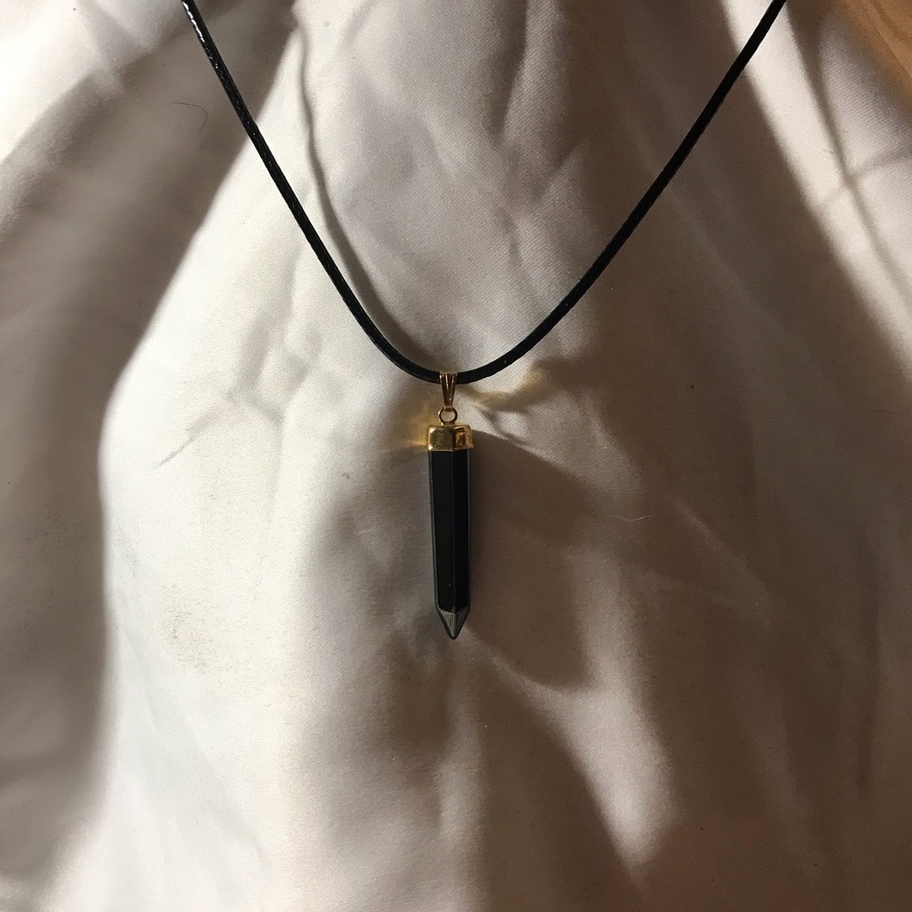 Black hematite crystal necklace